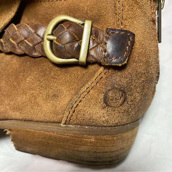 Born Sylvia Suede Leather Boots Beaded Ankle Strap Tobacco Combo 8.5 M Camel - Picture 11 of 13